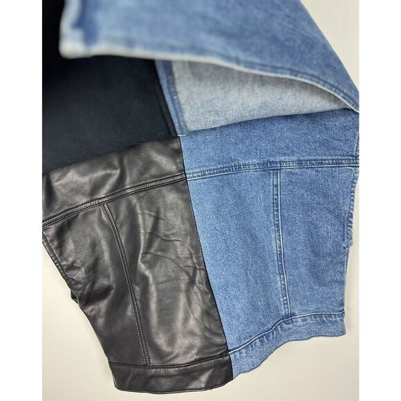 Akira Low Rider Half Pu Crop Denim Vest With Cape Size Medium Women’s - Picture 6 of 8